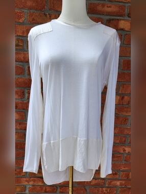 rag & bone mixed media silk hem long sleeve tee viscose/silk top